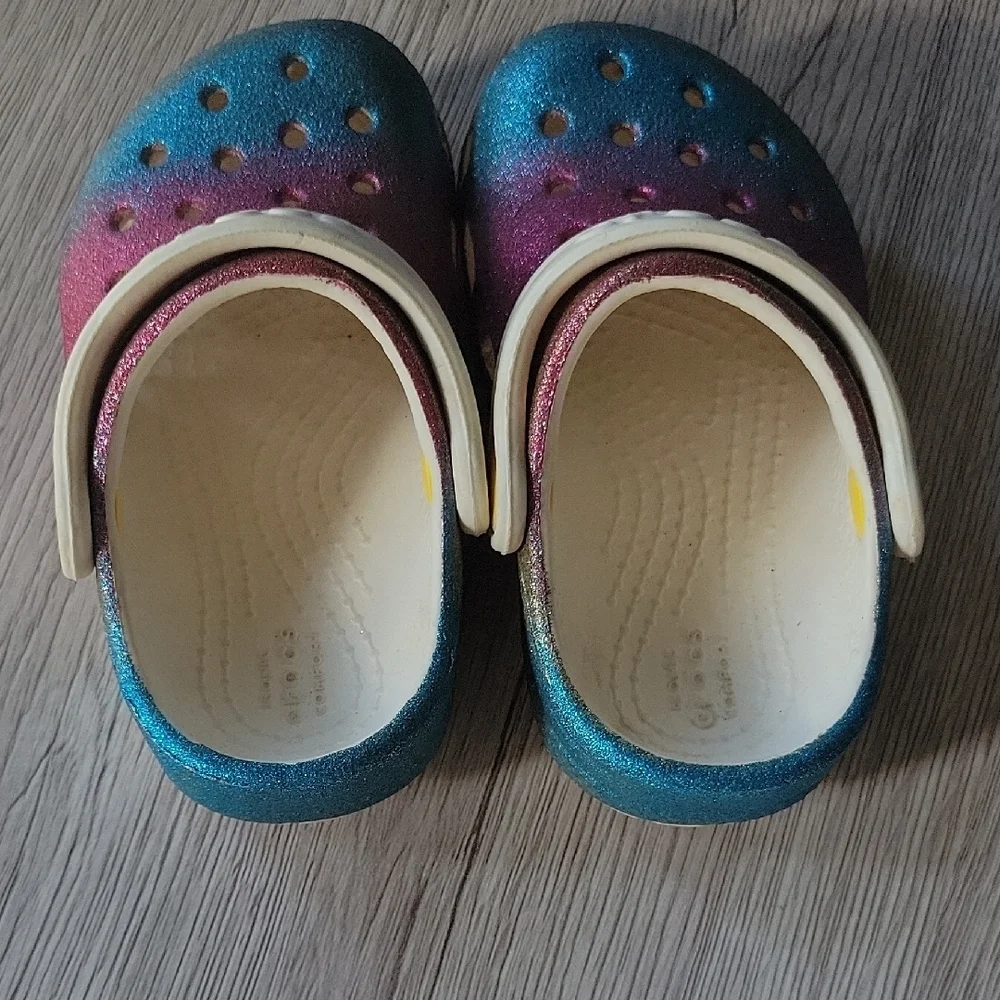 CROCS Kids Glitter Water Shoes - Pink and Blue - Picture 3 of 3